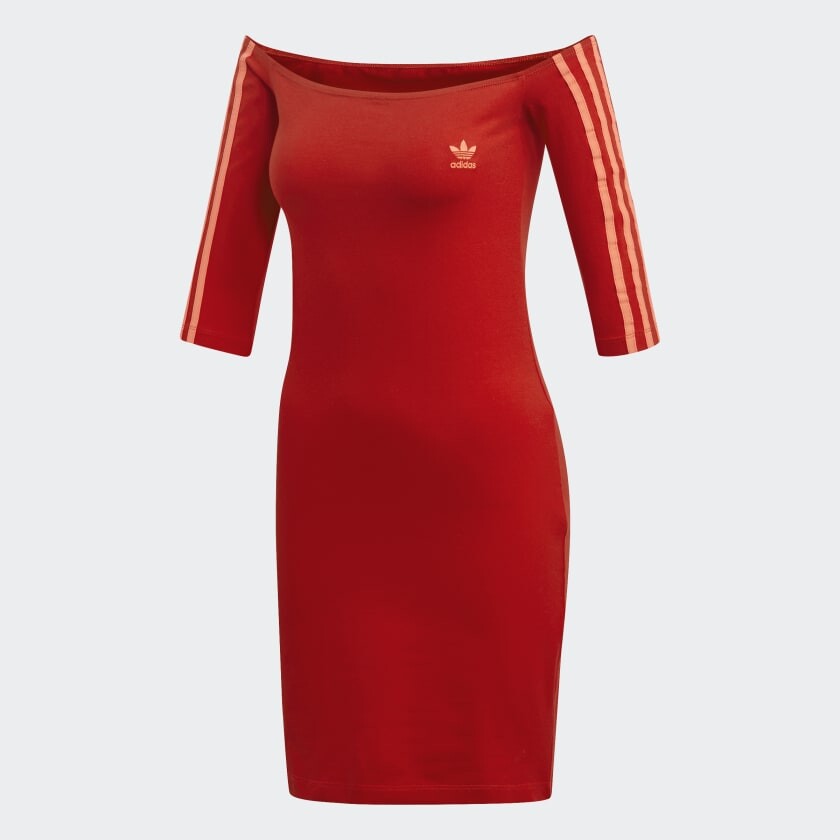 

Платье adidas Off-the-Shoulder, красный