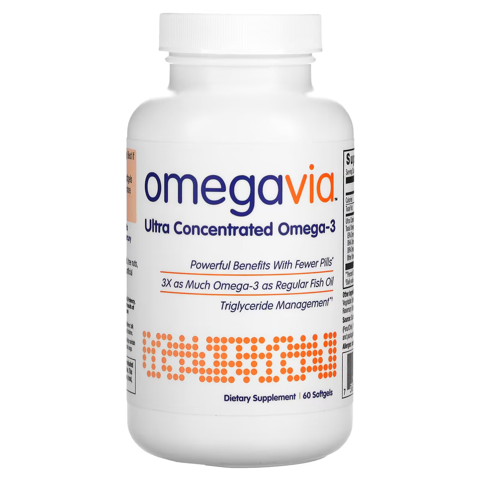 OmegaVia, ультраконцентрат омега-3, 60 мягких таблеток kal омега 3 450 300 60 мягких таблеток