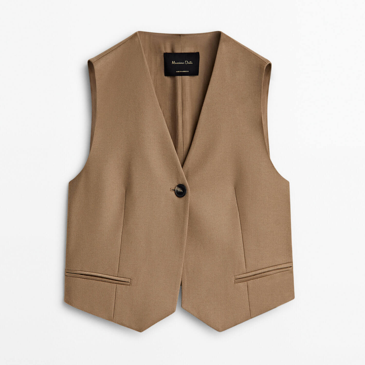 

Жилет Massimo Dutti Flannel One-button Suit, бежевый