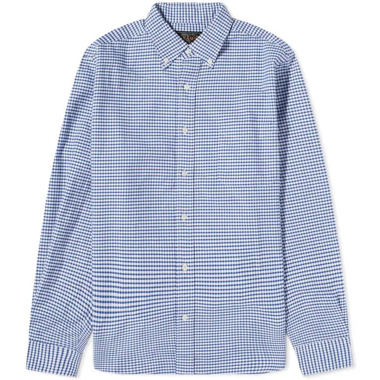 

Рубашка Beams Plus Button Down Gingham Oxford, голубой