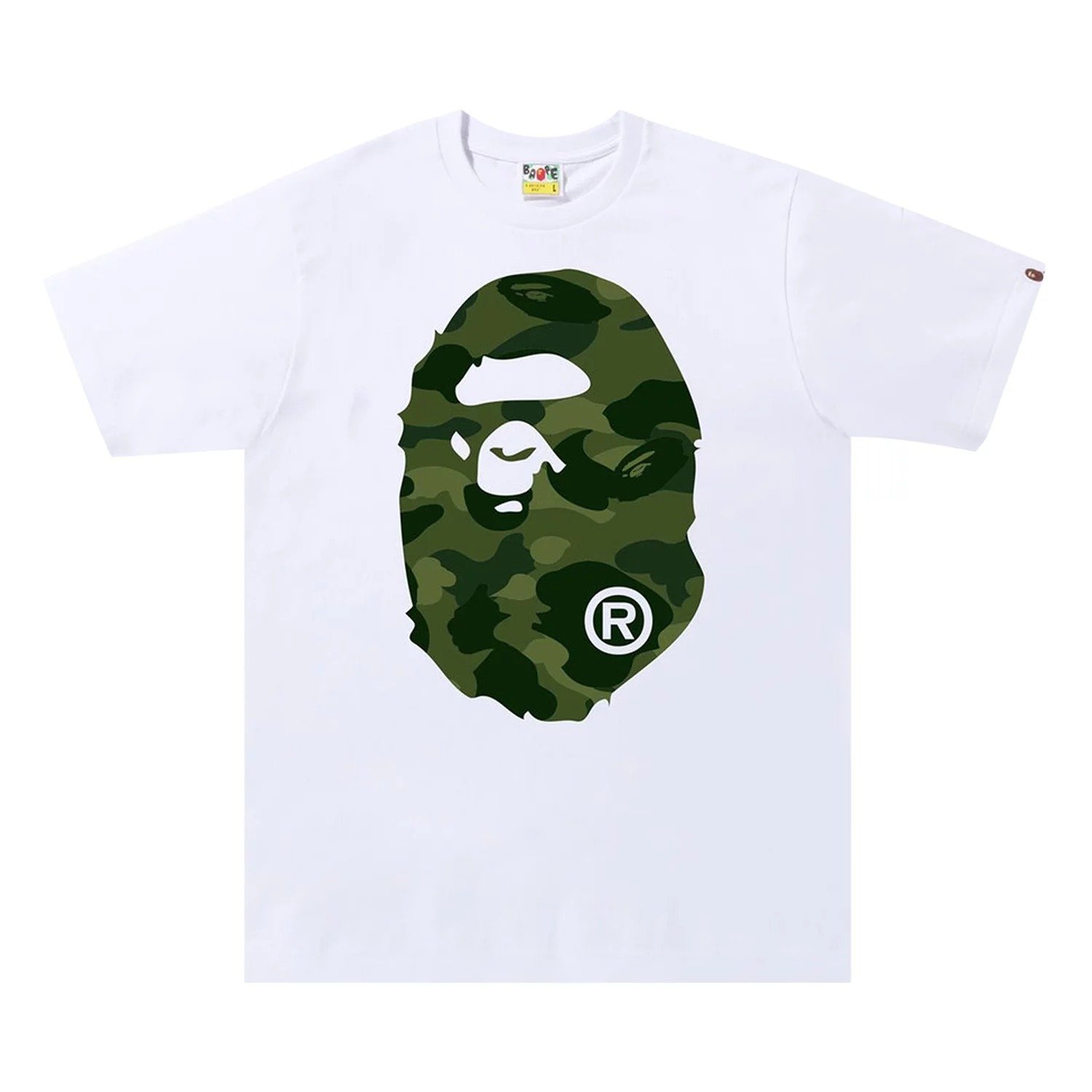 Футболка Bape Color Camo Big Ape Head, белый/зеленый - фото