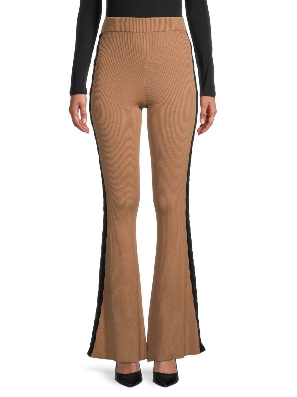

Расклешенные шерстяные брюки в рубчик Victor Glemaud Camel black