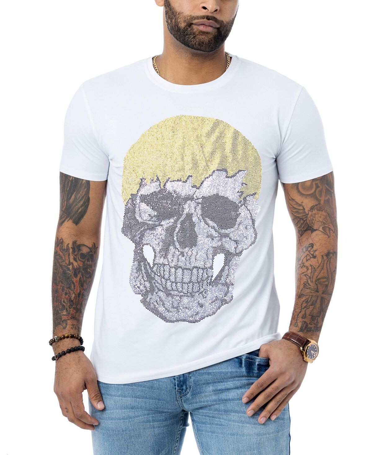 

Мужская футболка drip skull со стразами X-Ray, белый