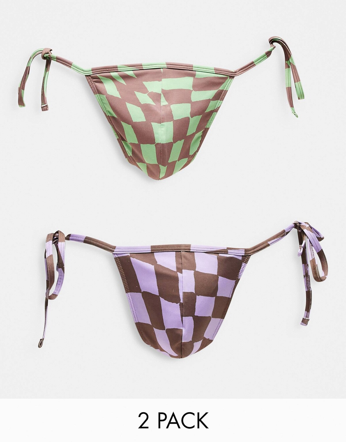 

Комплект из двух пар стрингов с завязками по бокам ASOS DESIGN в клетку