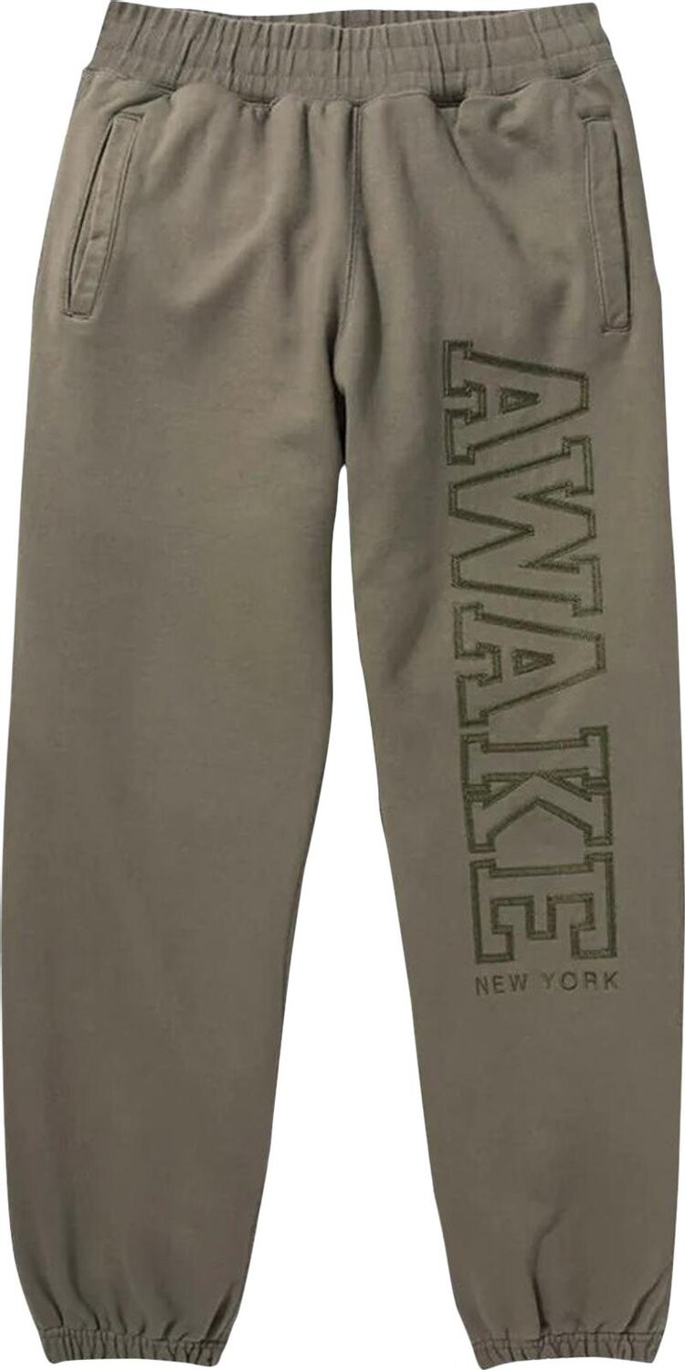 

Спортивные брюки Awake NY Military Logo Embroidered Sweatpants 'Olive', зеленый