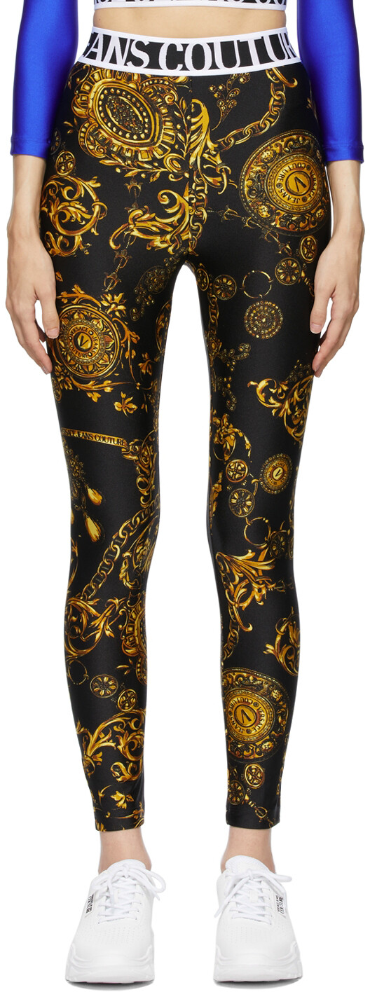 

Черно-золотые леггинсы с принтом Regalia Baroque Versace Jeans Couture