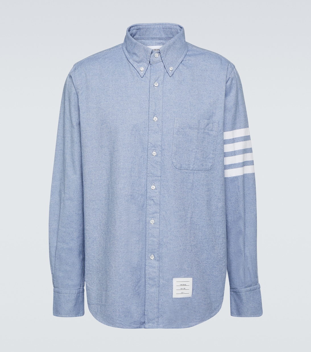 Фланелевая рубашка с 4 полосками Thom Browne, синий белая рубашка поло с четырьмя полосками thom browne