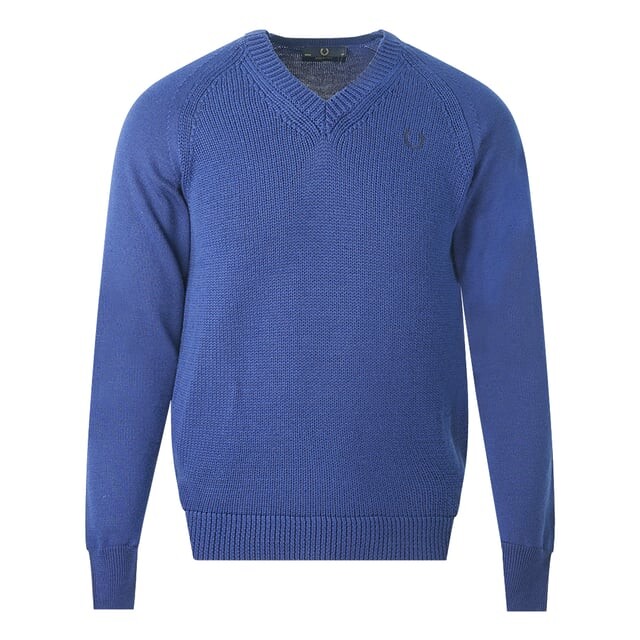 

Синий свитер с V-образным вырезом и косой Fred Perry, синий