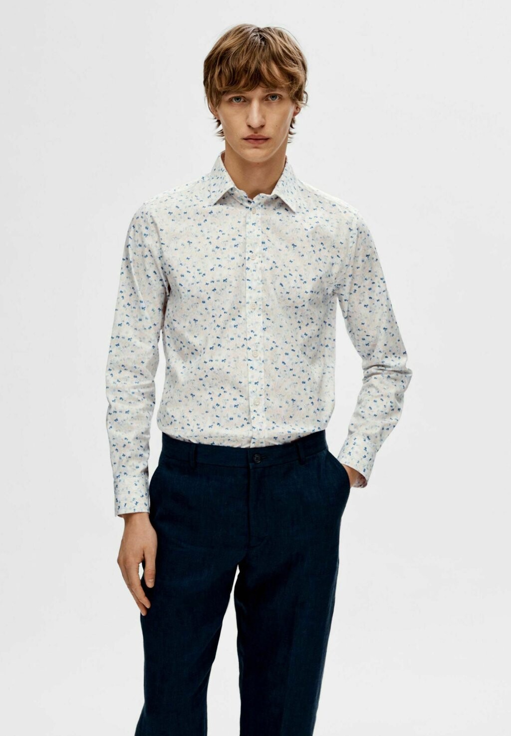 

Рубашка PRINT Selected Homme, цвет bright white