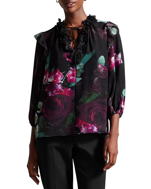 

Топ с корсажем и завязкой Faiziaa с длинными рукавами Ted Baker, цвет Black