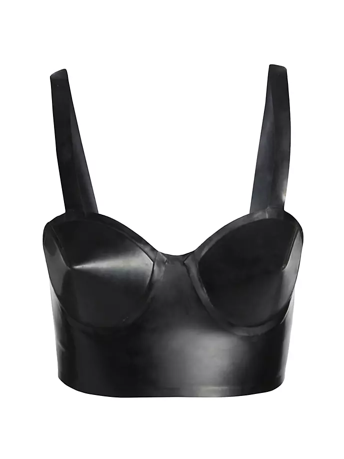 

Удлиненный укороченный топ из латекса Maison Margiela, черный