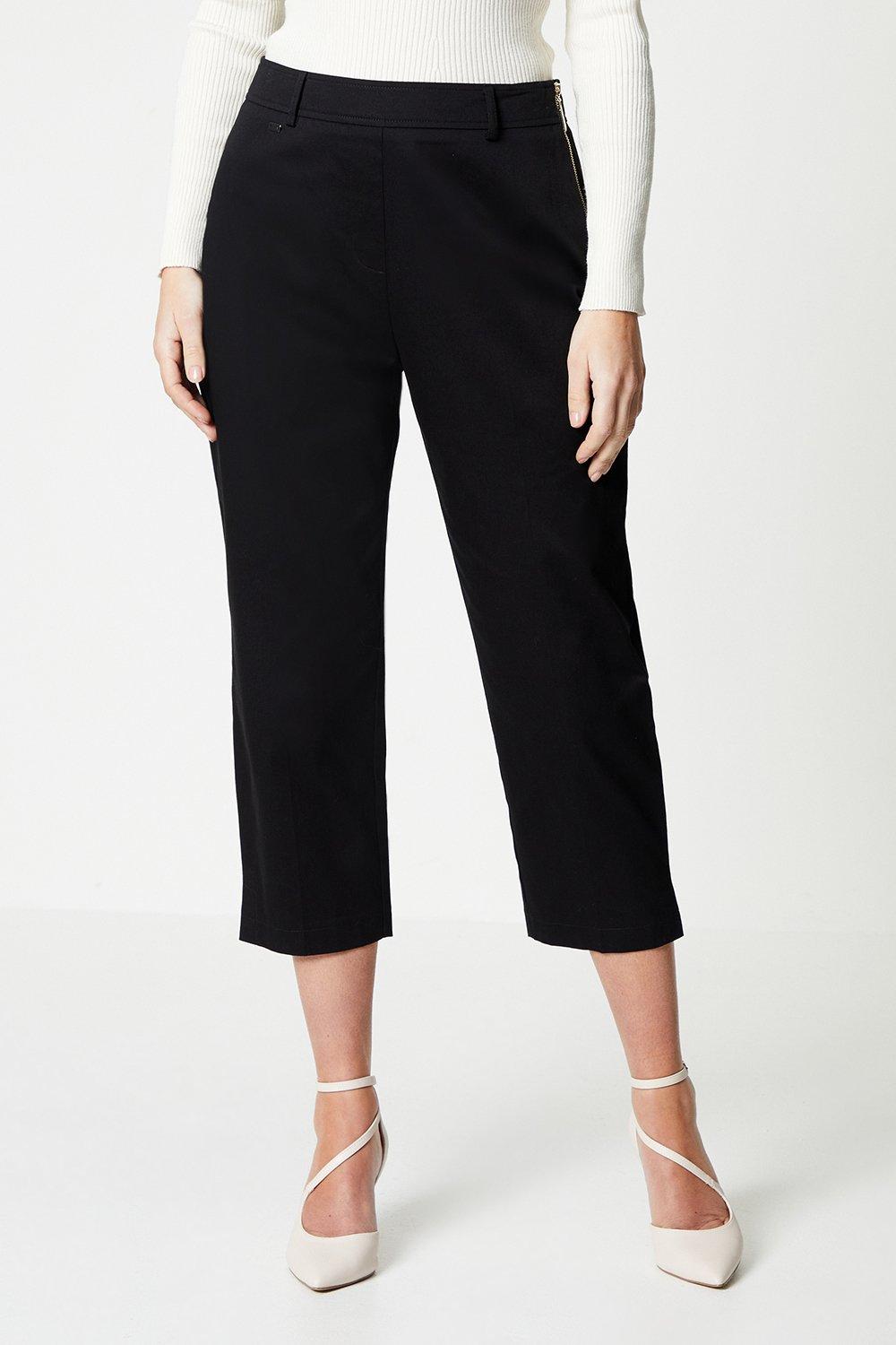 Укороченные эластичные брюки Petite с боковой молнией Wallis, черный эластичные брюки сигареты petite с поясом wallis белый