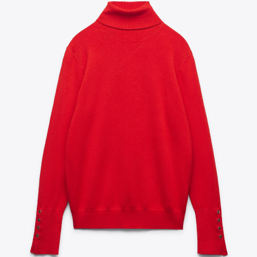 

Свитер Zara Basic High Neck Knit, красный