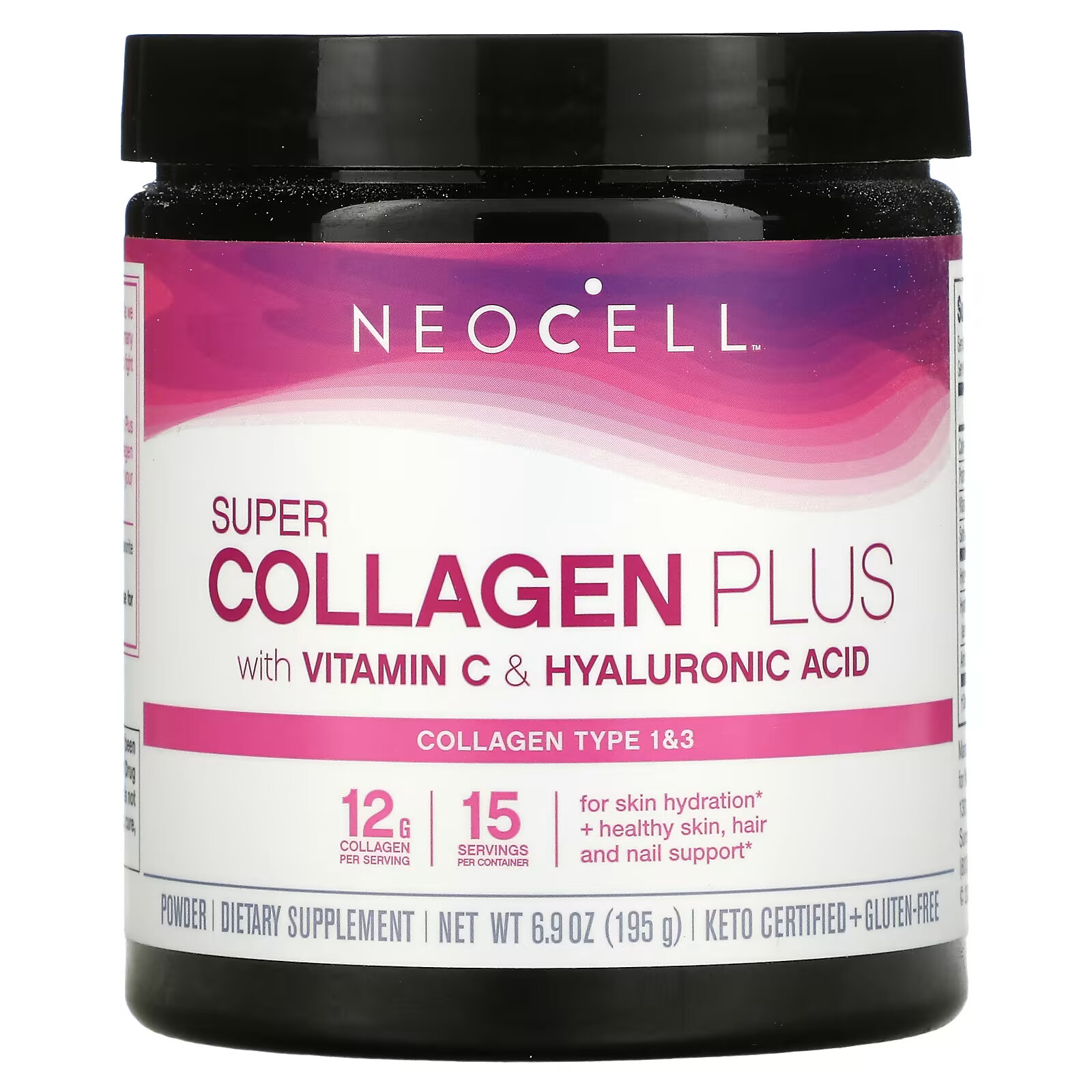 NeoCell, Super Collagen Plus, коллаген с витамином C и гиалуроновой кислотой, 195 г (6,9 унции) neocell super collagen c добавка с коллагеном и витамином c 120 таблеток