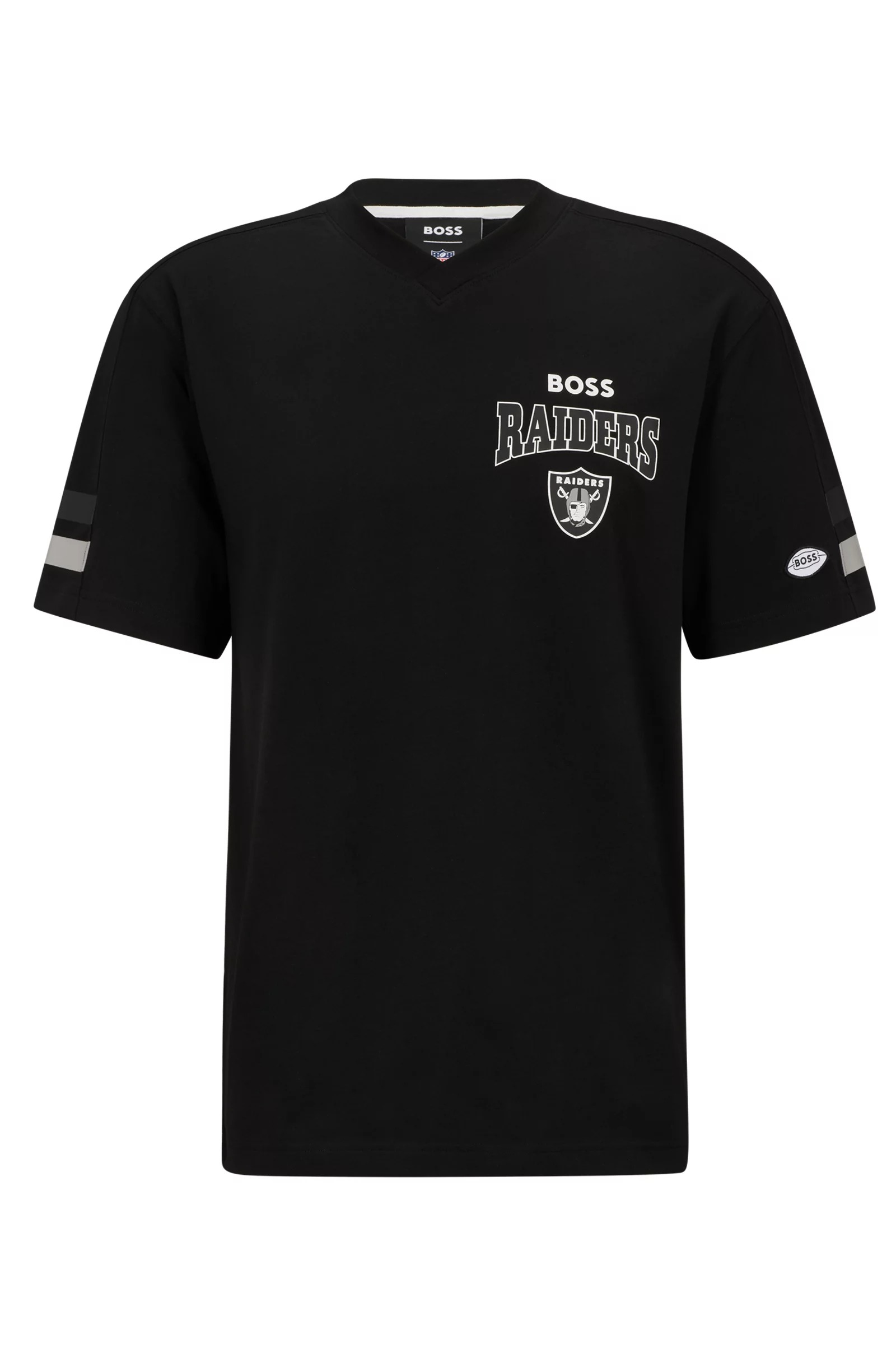 Футболка Boss X Nfl Cotton-blend With Collaborative Branding Raiders, черный розовая футболка свободного кроя с логотипом boss orange tchup
