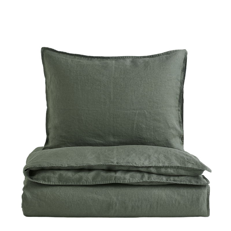 Комплект односпального постельного белья H&M Home, темно-зеленый хаки