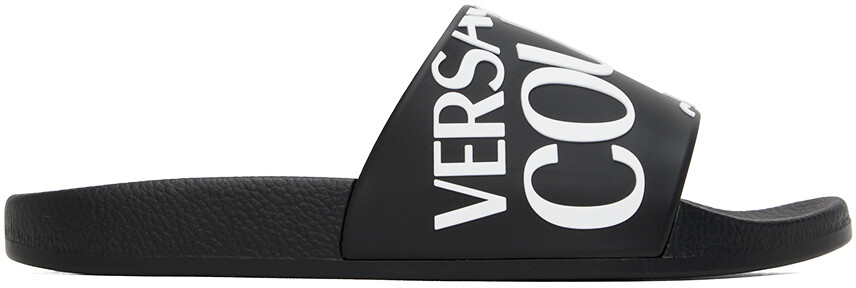 

Черные шлепанцы с тиснением для бассейна Versace Jeans Couture