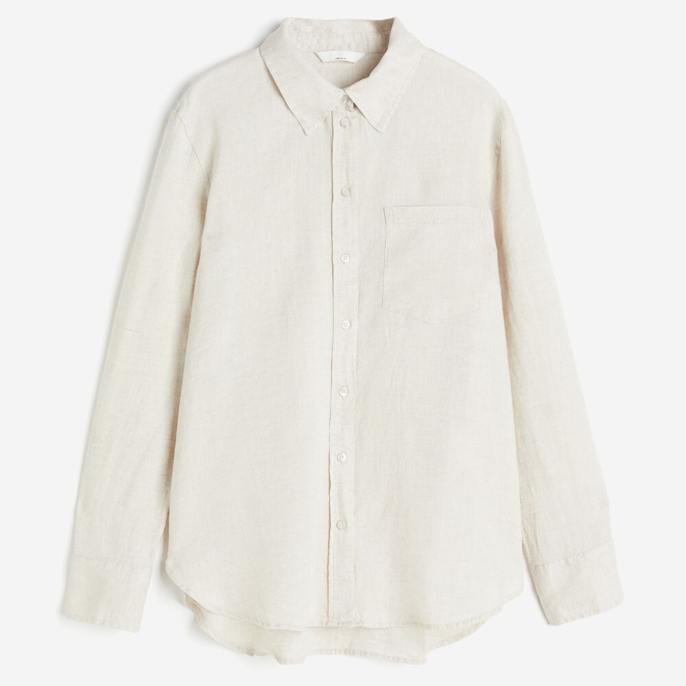

Рубашка H&M Linen, светло-бежевый