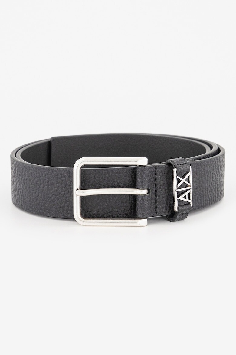 

Кожаный ремень с металлической пряжкой Armani Exchange, черный