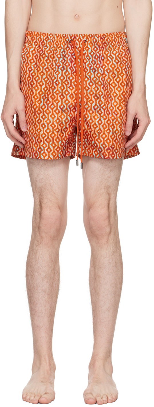 Оранжевые плавательные шорты с кулиской ZEGNA
