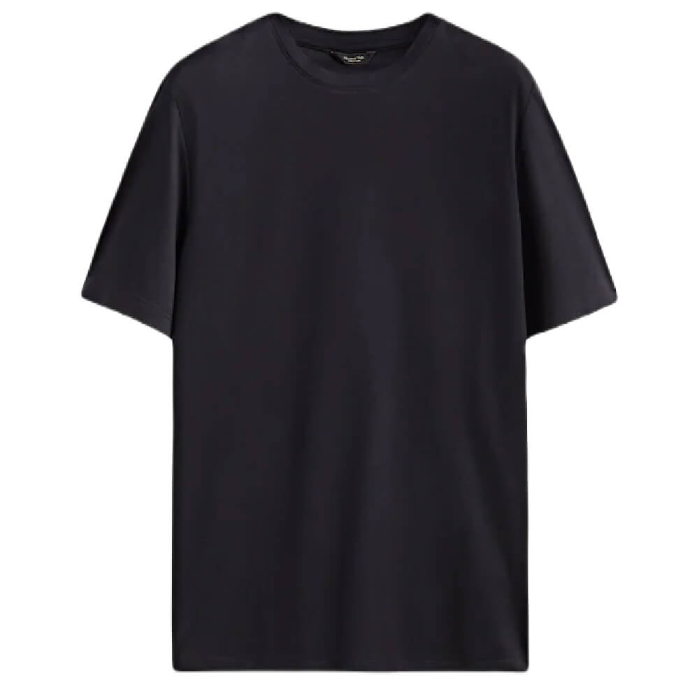 Футболка Massimo Dutti Short Sleeve Mercerised Cotton, темно-синий мужская футболка из хлопка с коротким рукавом круглым вырезом и коротким рукавом