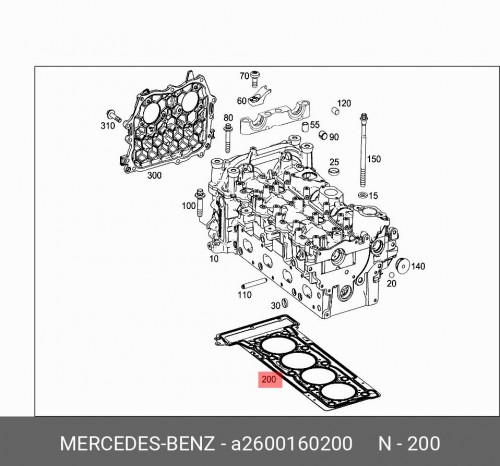 Прокладка головки блока цилиндров A2600160200 MERCEDES-BENZ 4 цилиндра isf4 5 прокладка головки двигателя 5345651 5301125