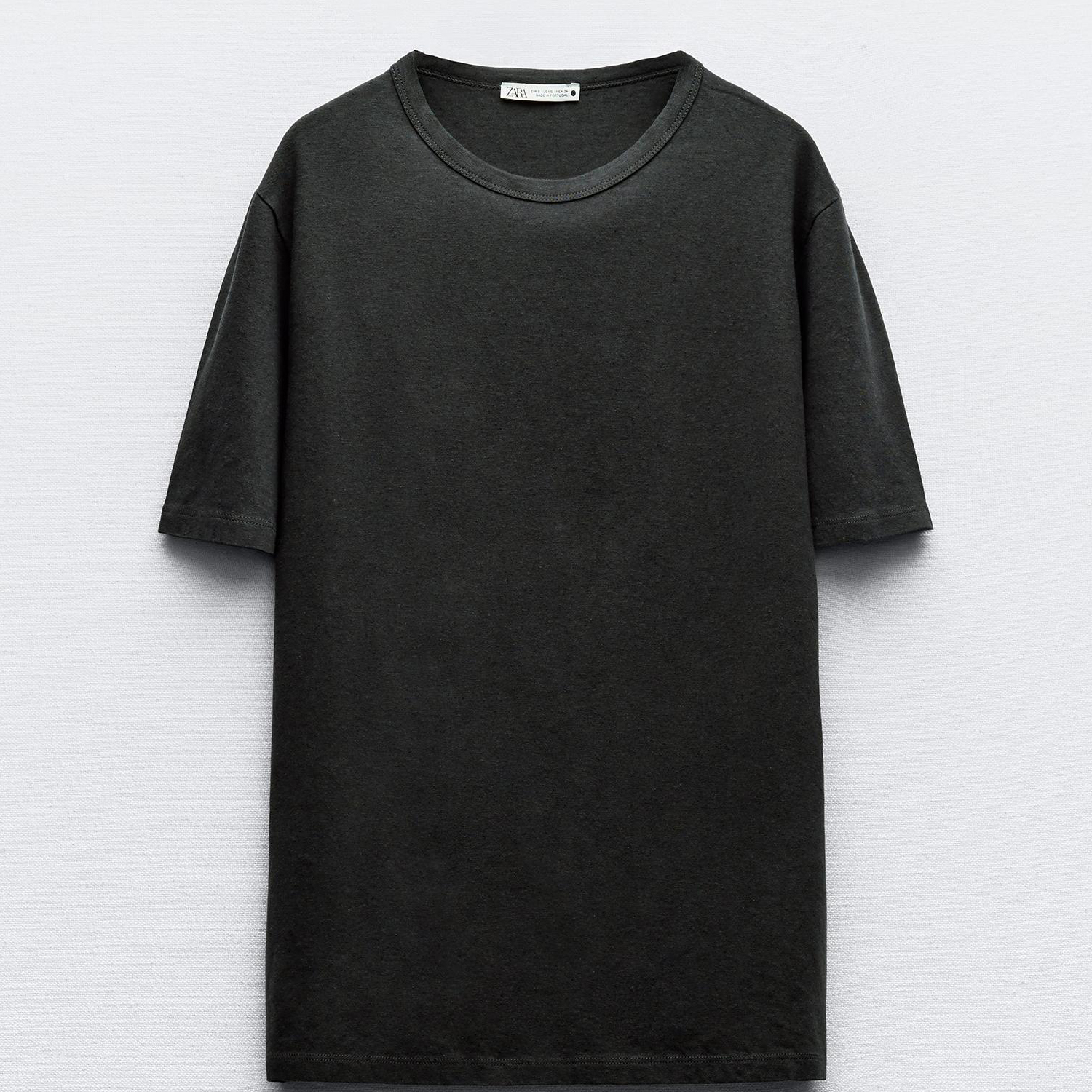 Футболка Zara Cotton And Linen Blend, темно-серый футболка zara cotton and linen белый