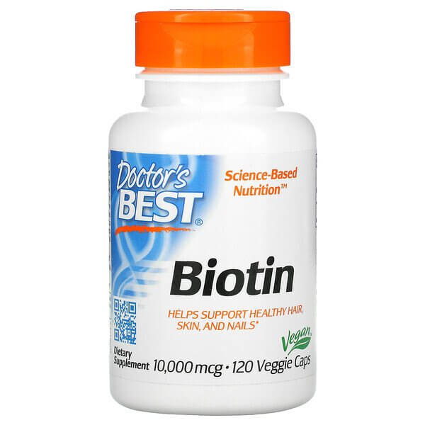Биотин, Doctor's Best, 10 000 мкг, 120 растительных капсул биотин 10 000 мкг 30 растительных капсул lake avenue nutrition