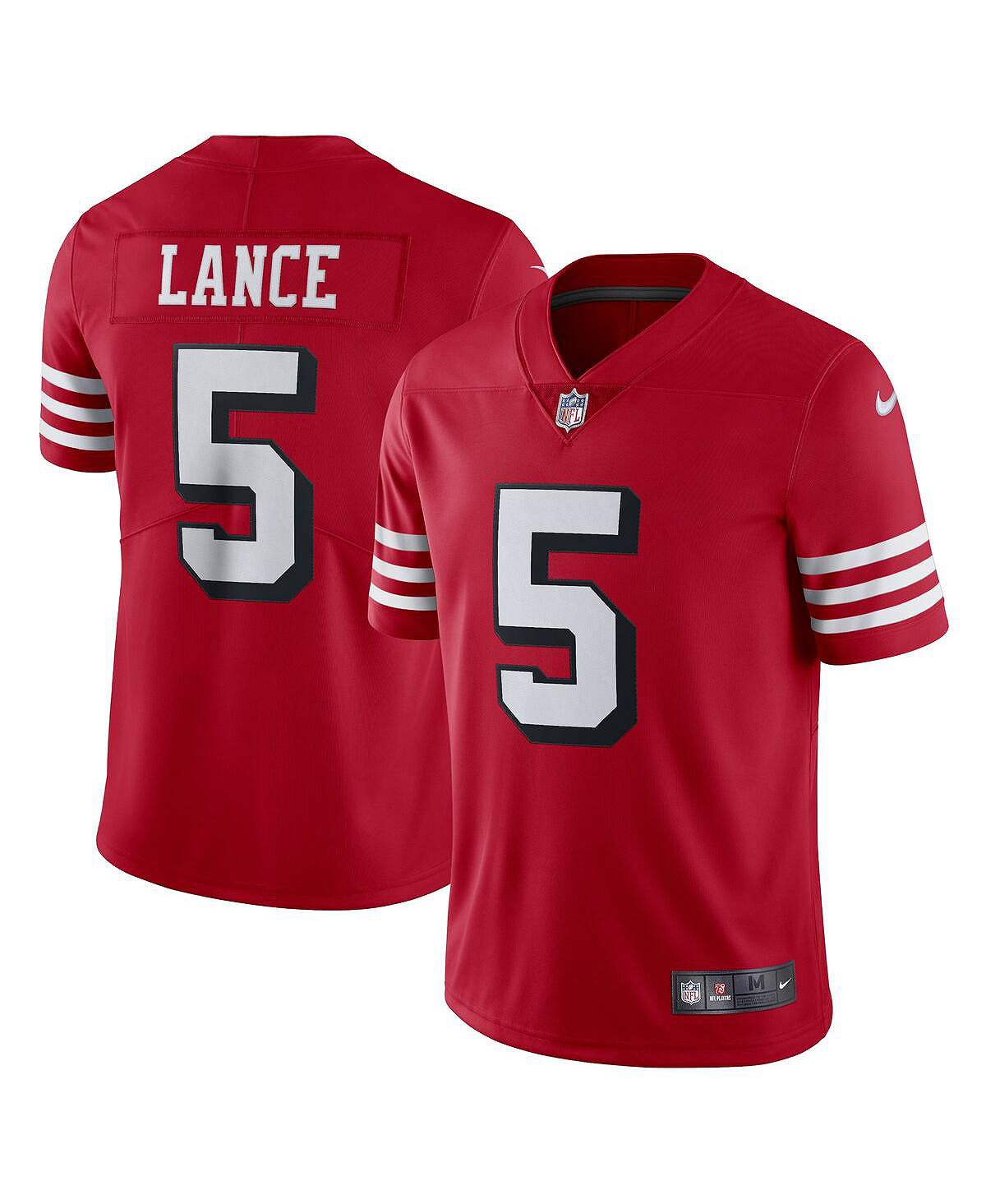 Мужская футболка trey lance scarlet san francisco 49ers alternate vapor limited jersey Nike, красный мужская футболка trey lance scarlet san francisco 49ers legend jersey nike