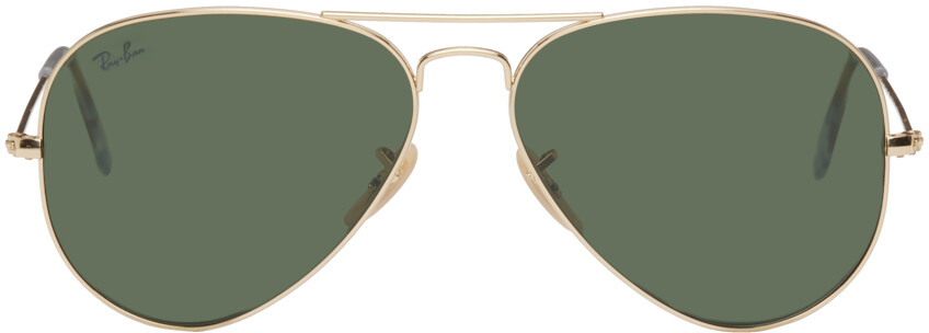 

Золотые классические солнцезащитные очки-авиаторы Ray-Ban