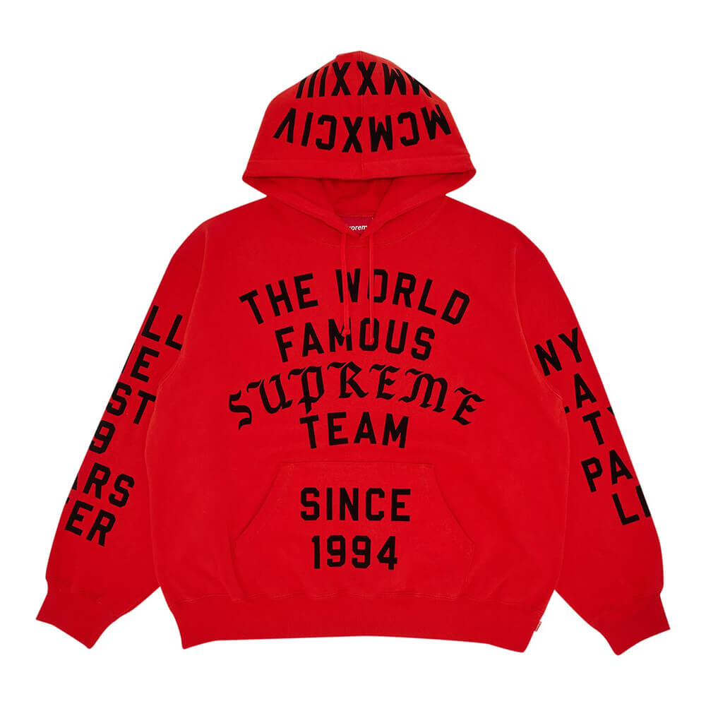 

Толстовка Supreme Team Flocked Hooded, красный