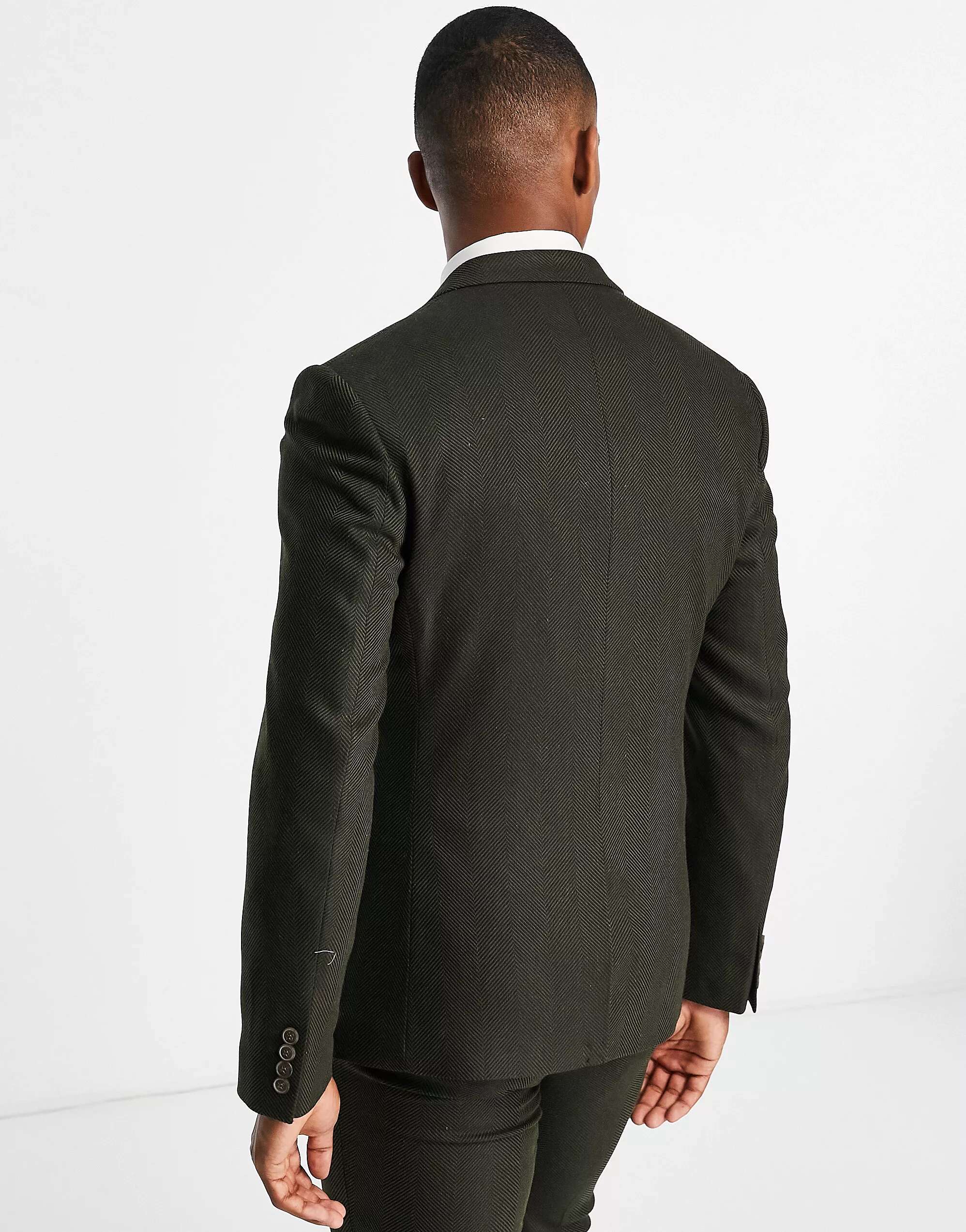 Темно-зеленый пиджак скинни из смесовой шерсти ASOS Wedding пиджак из смесовой шерсти uniqlo темно коричневый