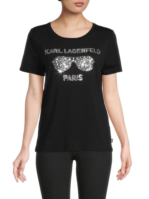 

Футболка Karl Lagerfeld Paris с солнцезащитными очками, чёрный/серебряный