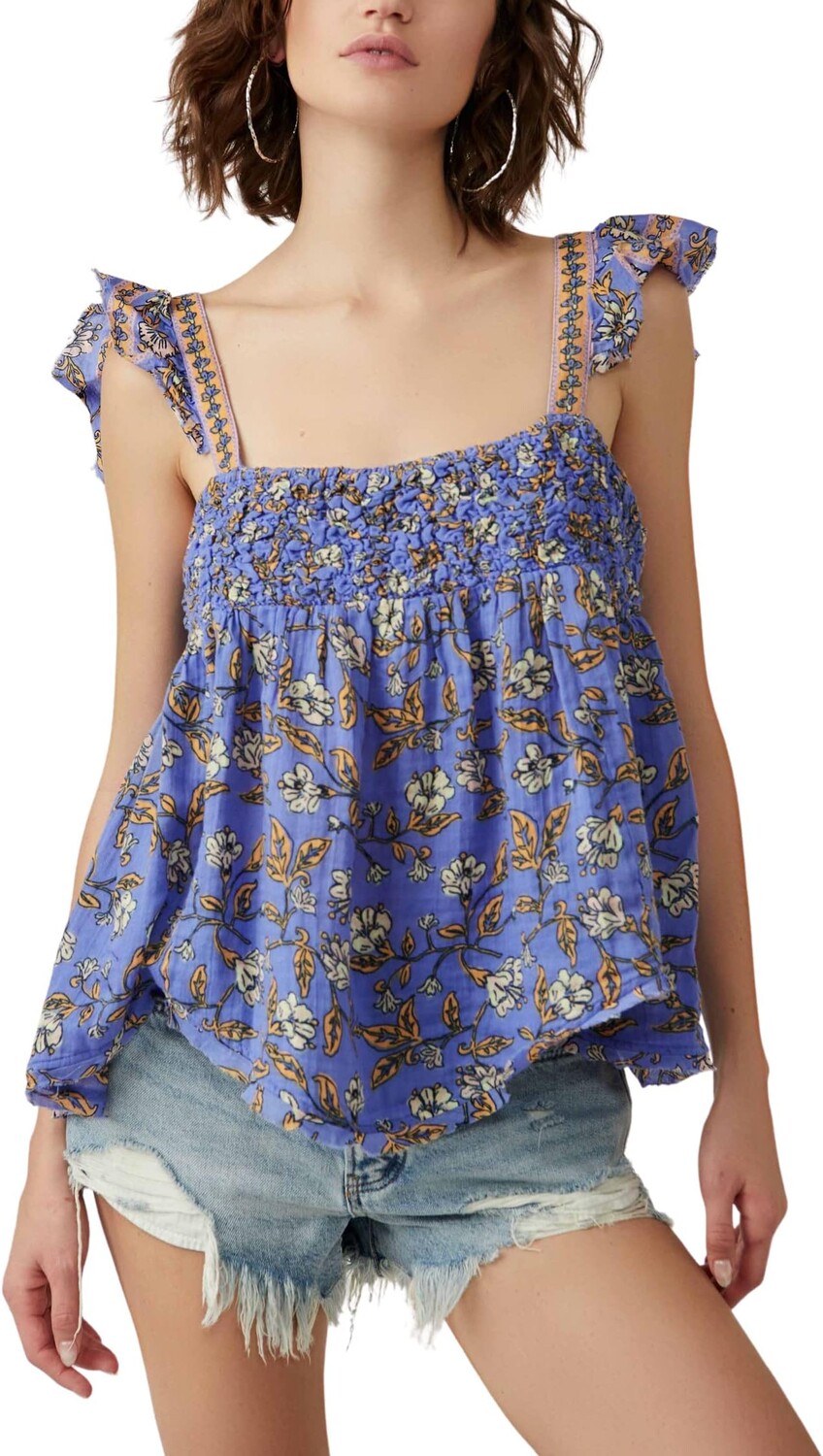 

Babydoll Nala с принтом Free People, цвет Cobalt Combo