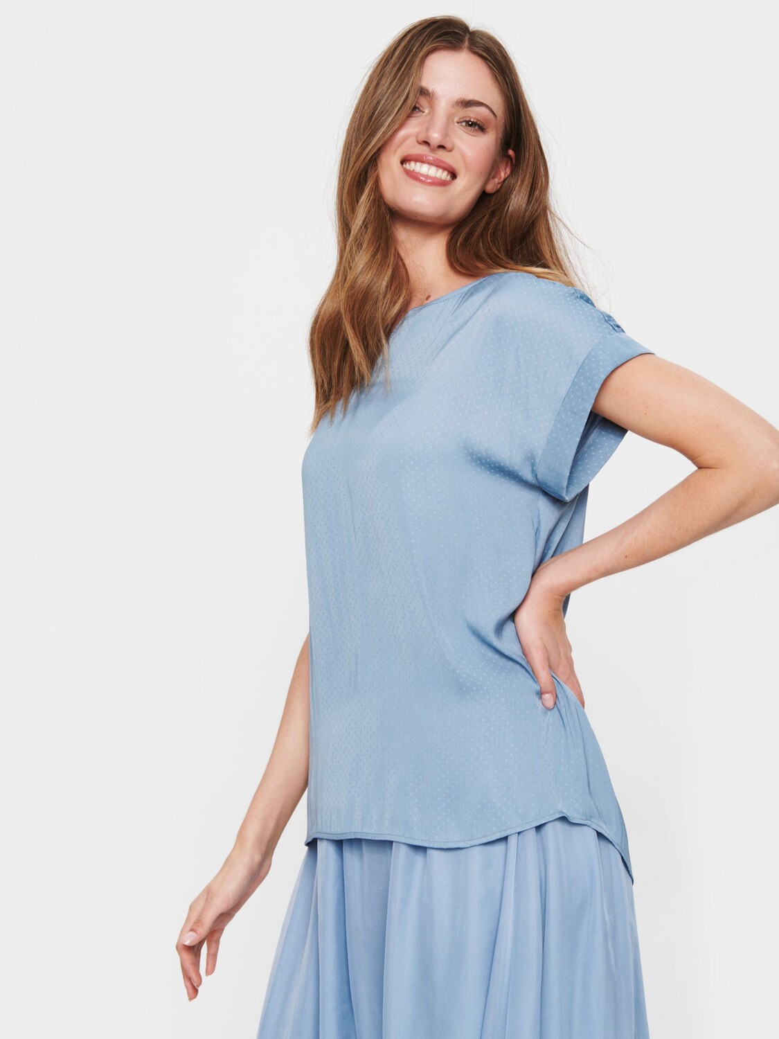 

Saint Tropez Блузка с короткими рукавами Briana, синяя