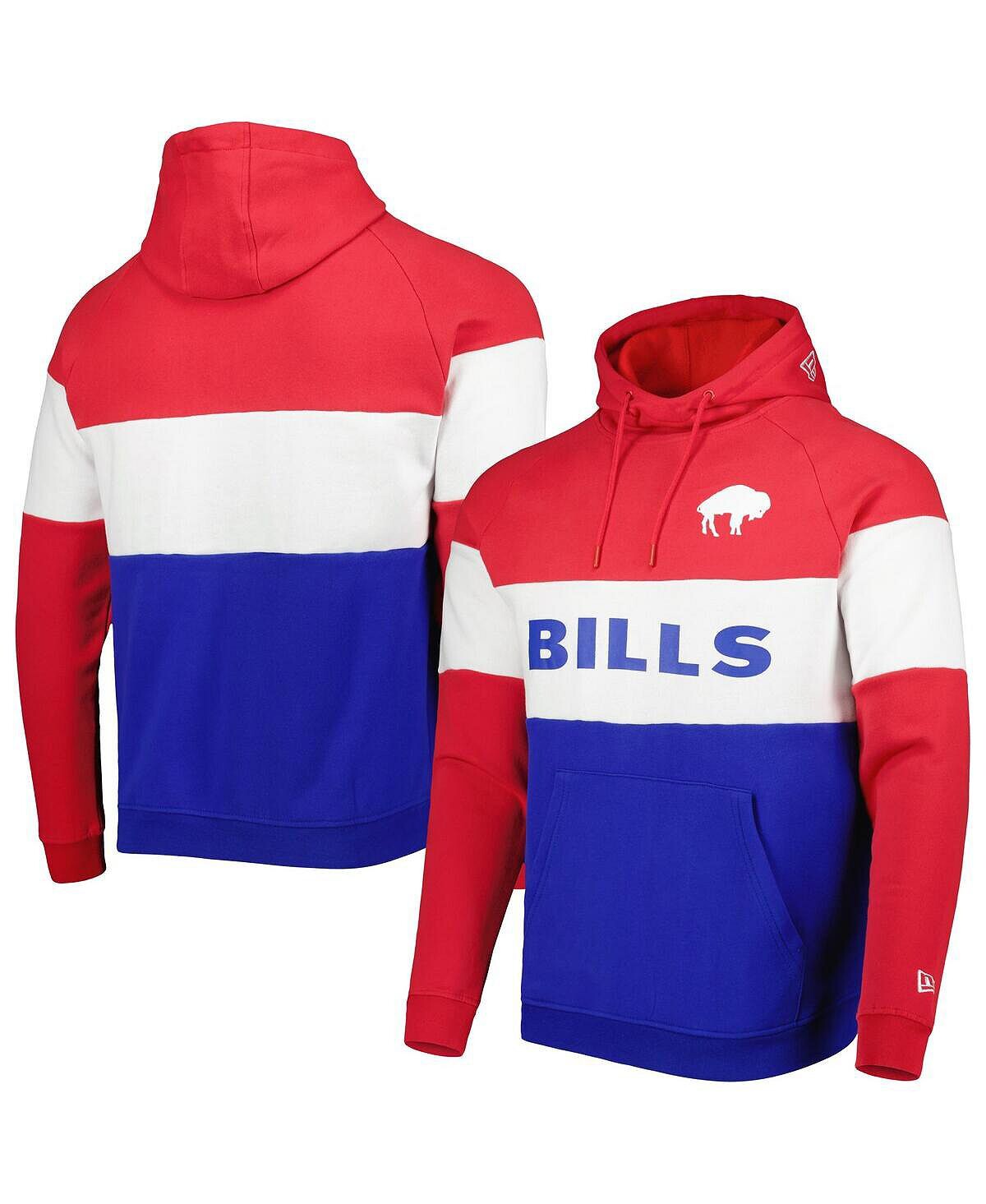 

Мужской пуловер с капюшоном Royal и красный Buffalo Bills с цветными блоками New Era