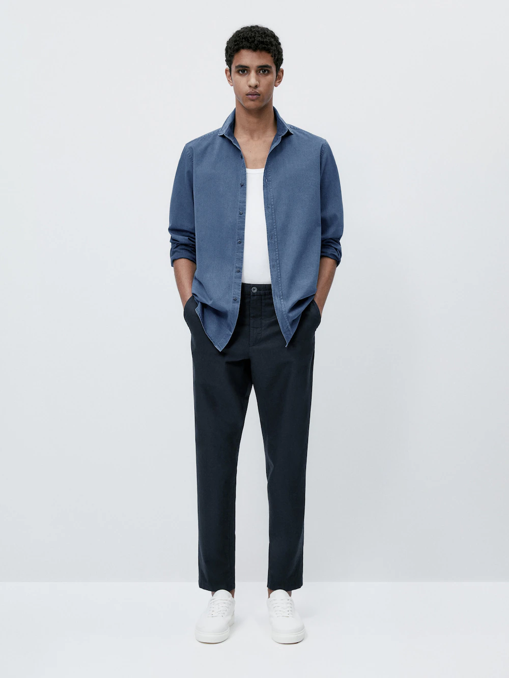 

Брюки из канваса свободной посадки Massimo Dutti, синий