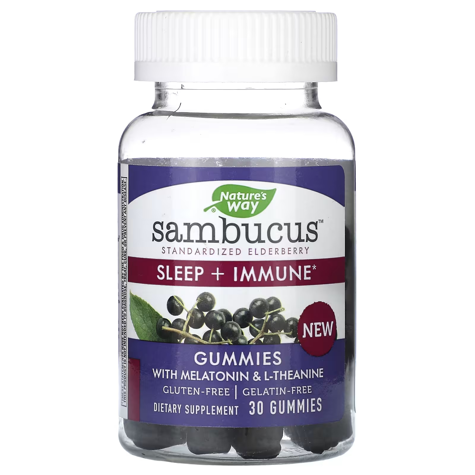 Пищевая добавка Nature's Way Sambucus Sleep + Immune, 30 жевательных таблеток витамины vitafusion power c extra strength тропические цитрусовые 92 жевательные конфеты