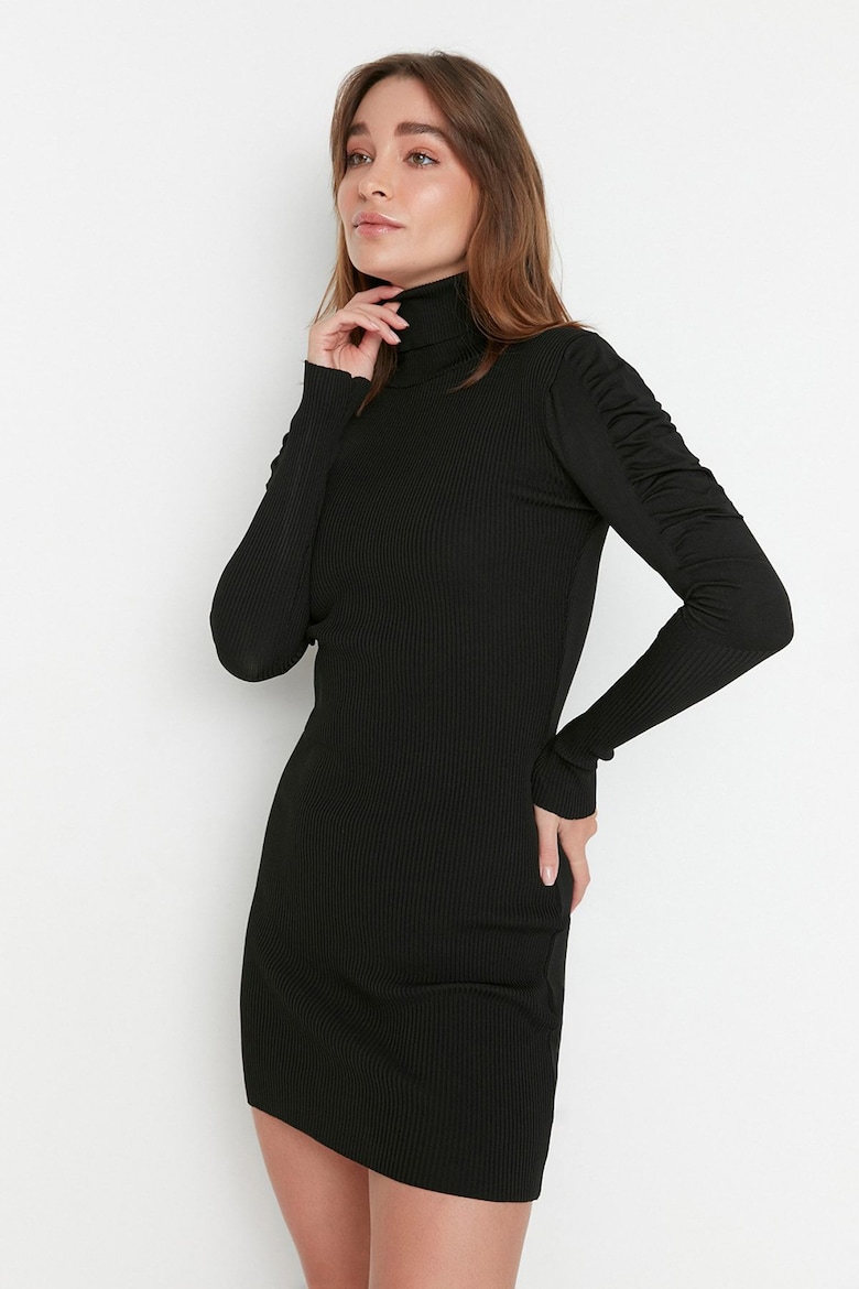 Платье-Поло со сборками Trendyol, черный платье поло со сборками trendyol черный