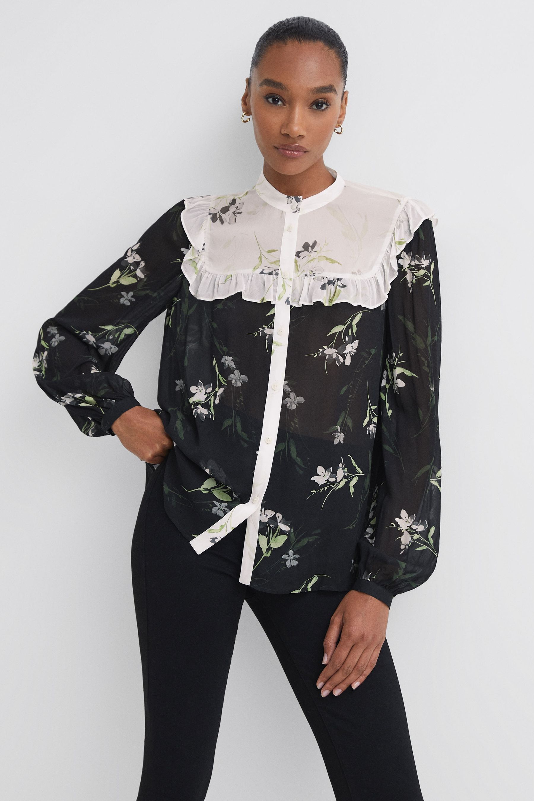 Блузка с цветочным принтом Florere, черный блузка с цветочным принтом xs черный