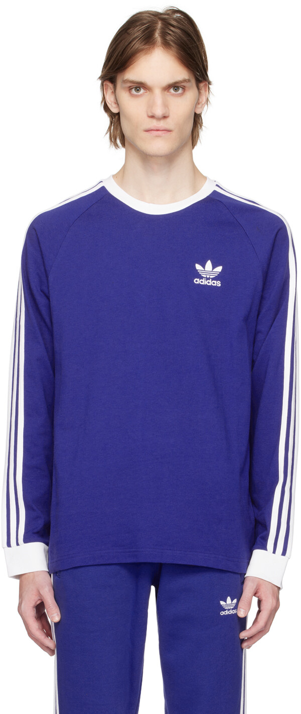 

Синяя футболка с длинным рукавом с 3 полосками Adicolor Classics adidas Originals
