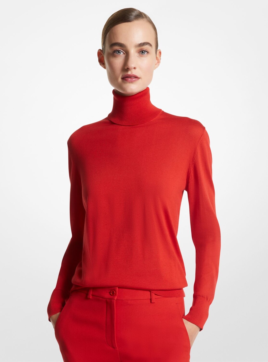 

Шелковая водолазка Michael Michael Kors Joan Featherweight, красный