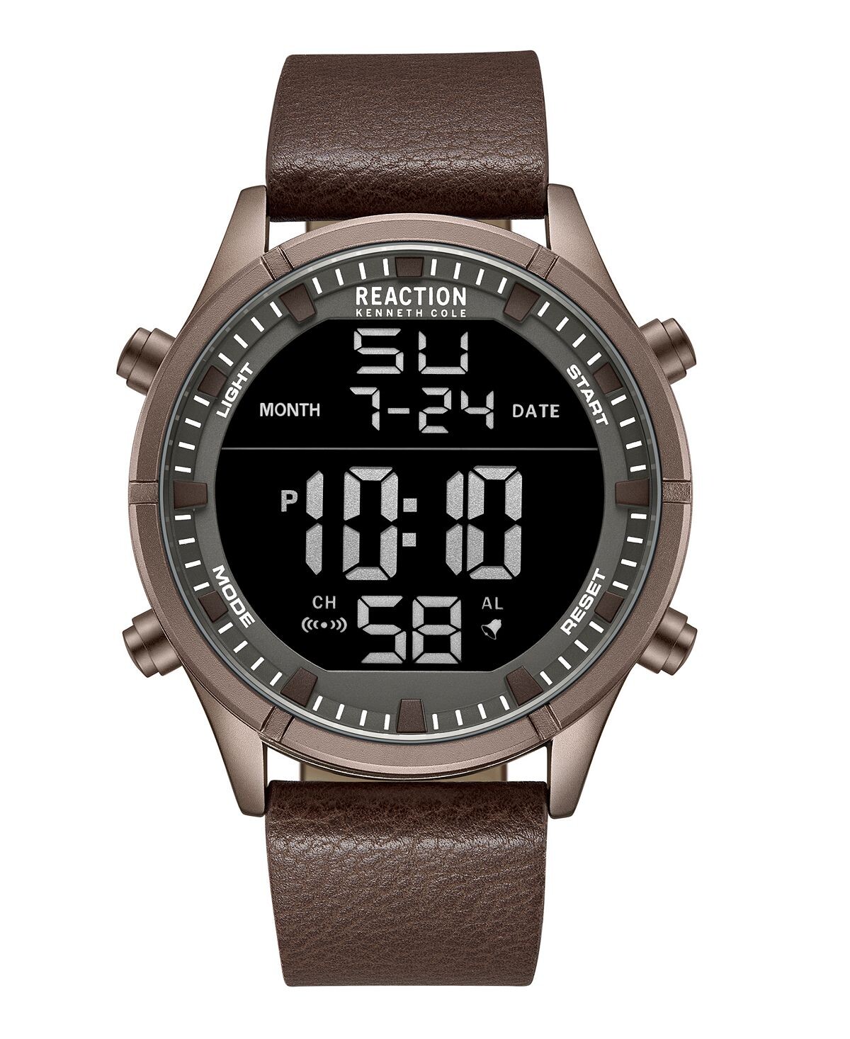 

Мужские цифровые часы с коричневым ремешком из синтетической кожи, 47 мм Kenneth Cole Reaction