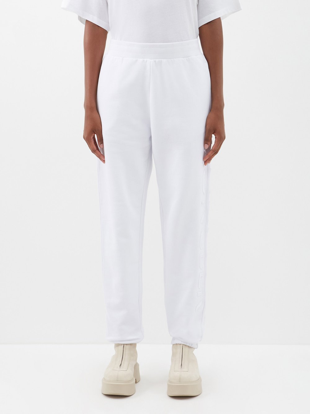 Спортивные брюки из хлопкового джерси с вышитым логотипом Moncler, белый