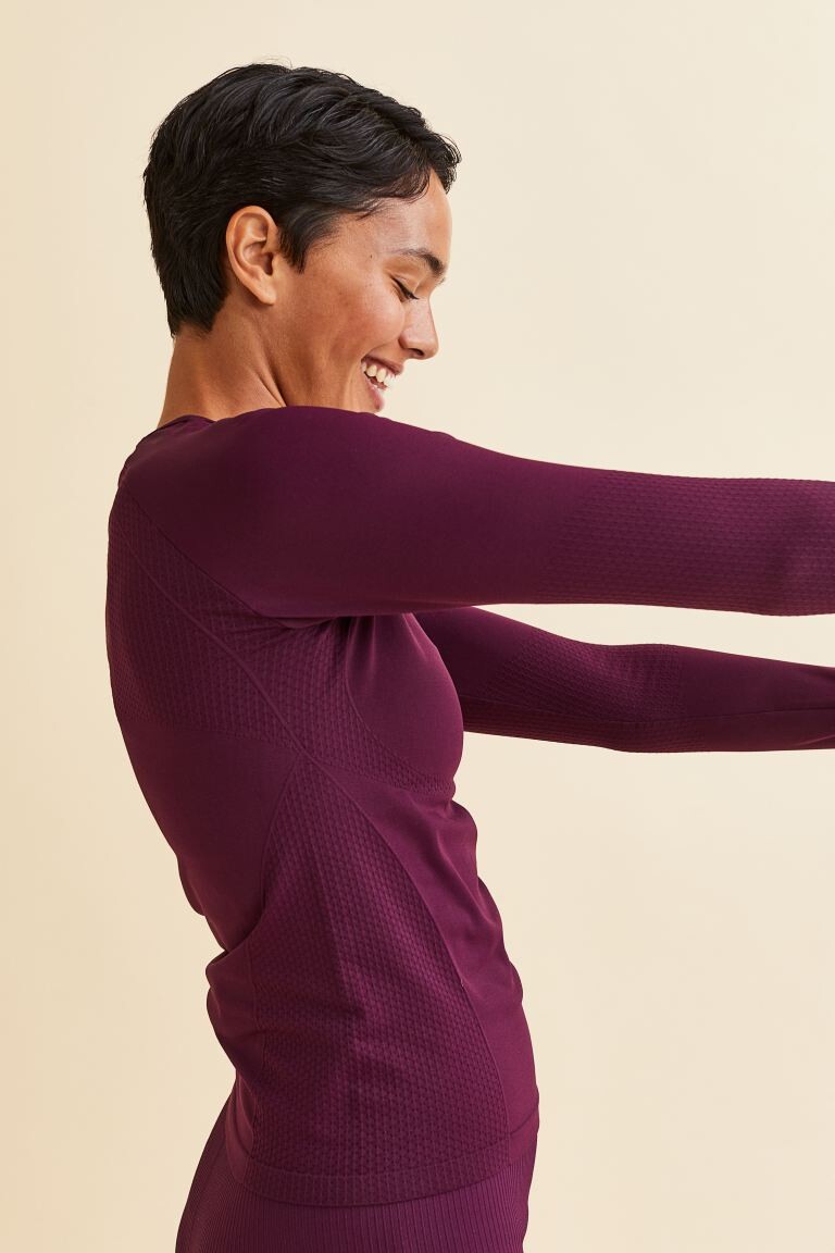 

Бесшовный спортивный топ DryMove H&M, слива пурпурная, Коричневый