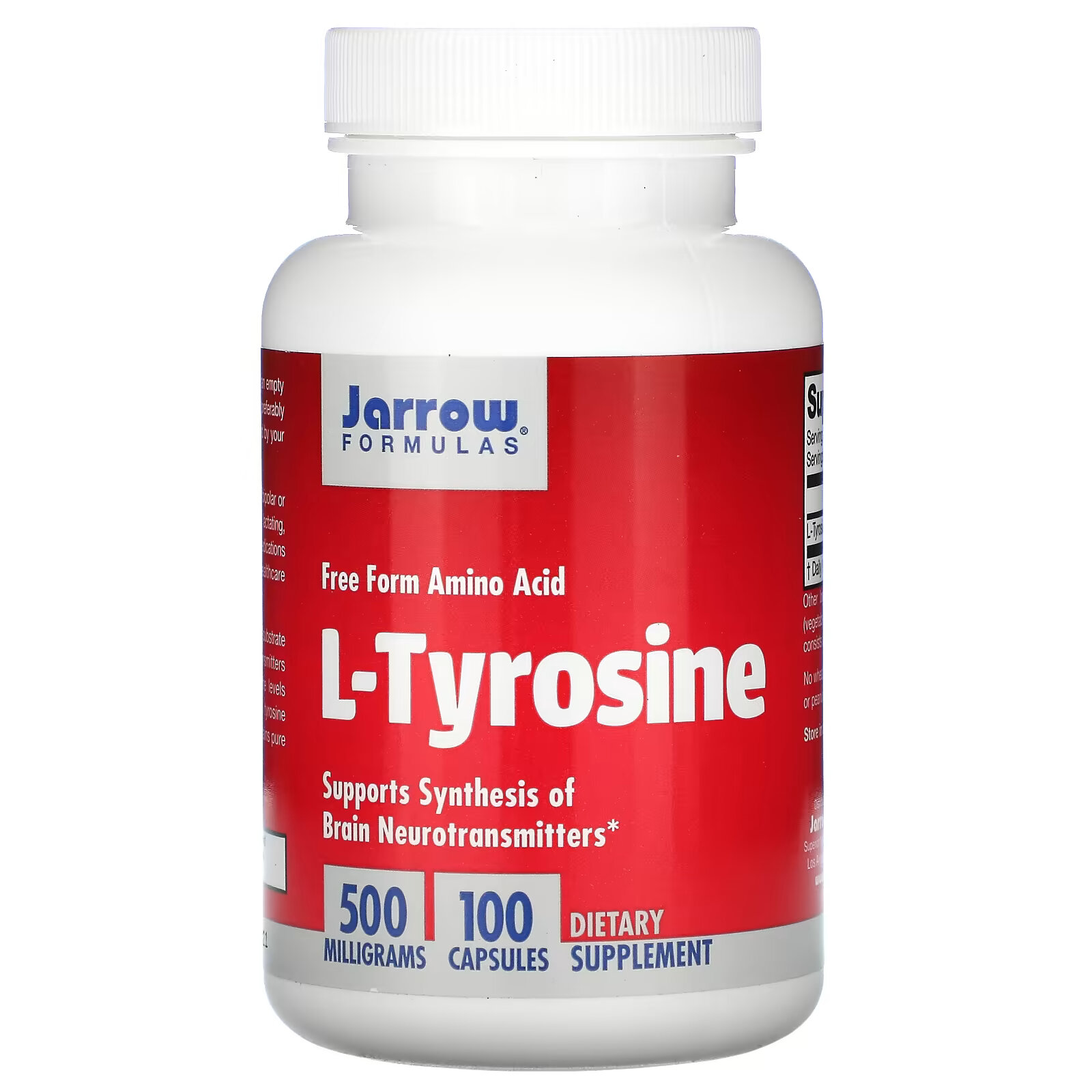Jarrow Formulas, L-тирозин, 500 мг, 100 капсул nature s life l тирозин 500 мг 100 вегетарианских капсул