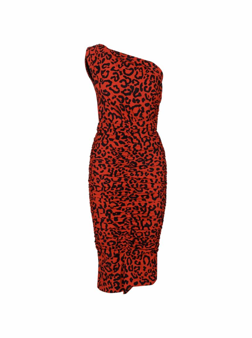 Платье на одно плечо с леопардовым принтом Dolce&Gabbana