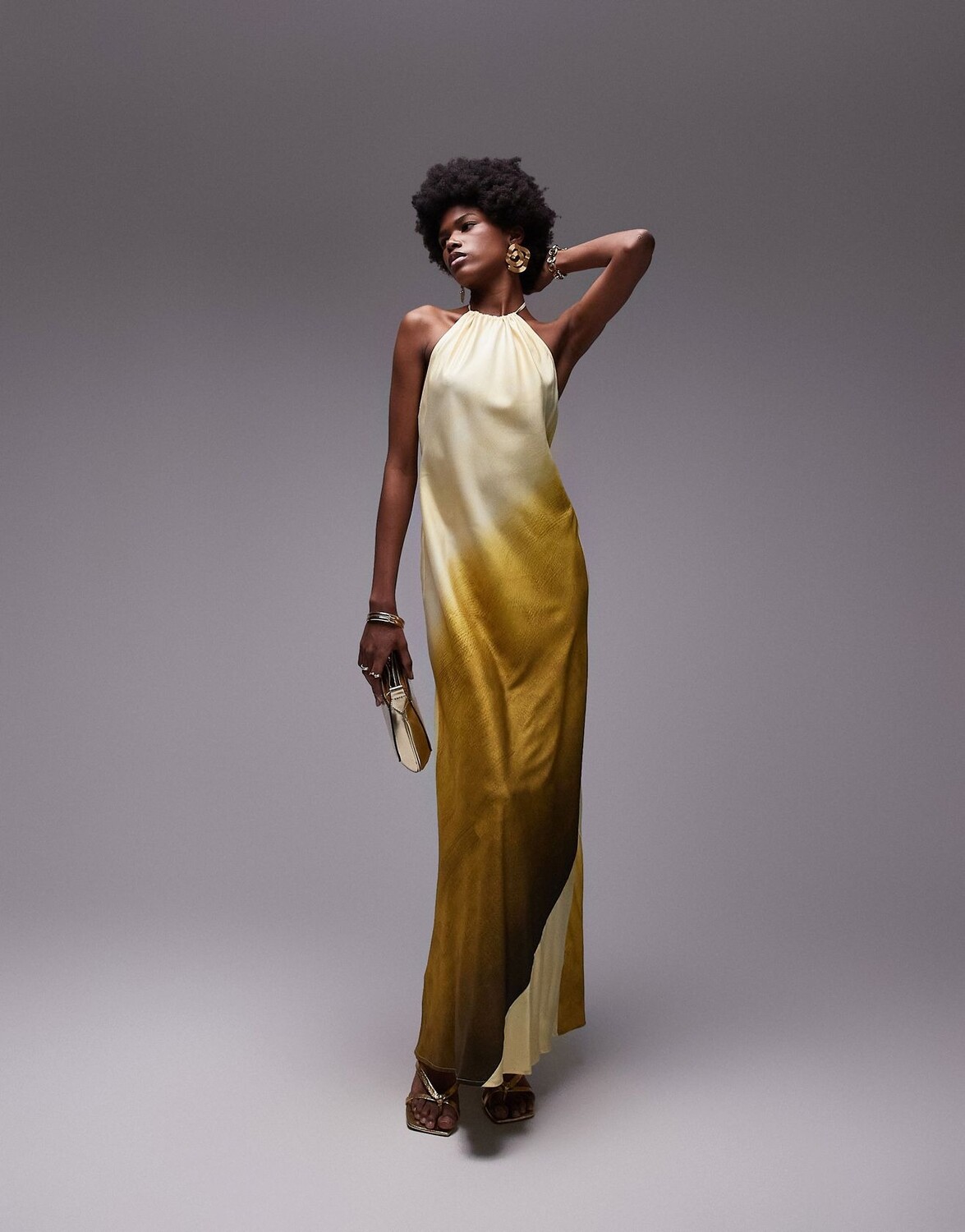 

Платье Topshop Maxi With Halter Neckline And Ombre Effect, зеленый/мультиколор