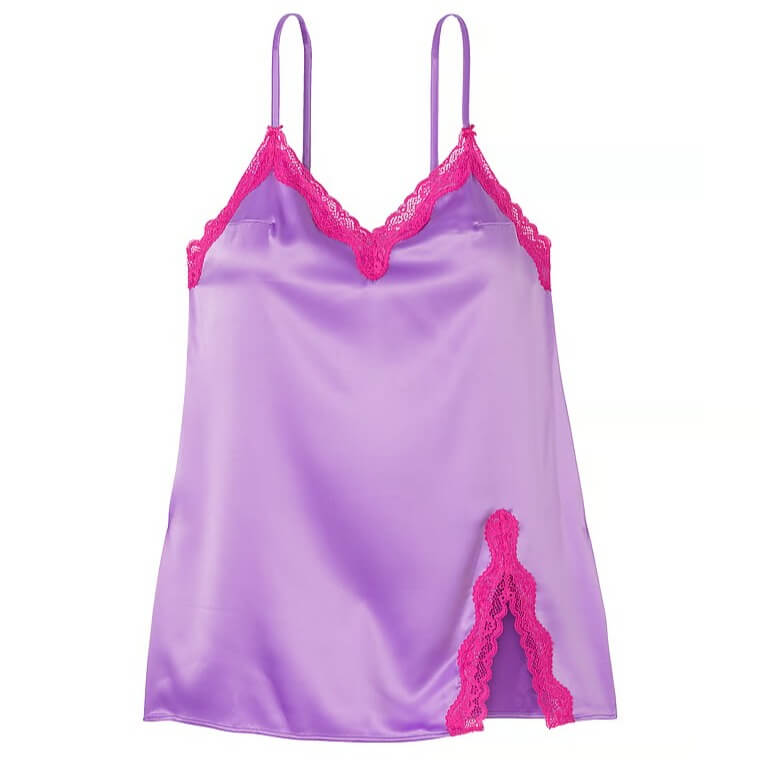 Комбинация Victoria's Secret Fun & Flirty Satin Lace-Trim, сиреневый/розовый