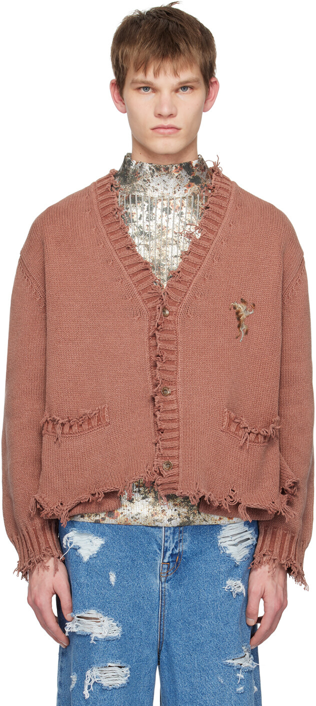 

Красный кардиган с вырезом Doublet